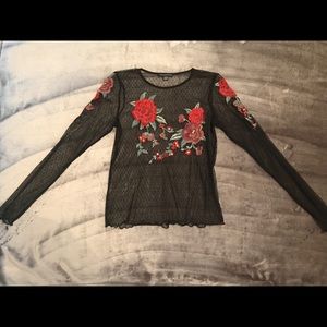 American Eagle Sheer Long Sleeve Blouse